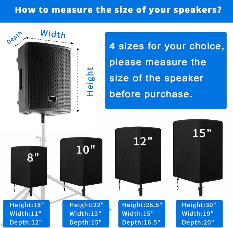 Yexcend Speaker Cover for 15 Inch PA/DJ Powered Speaker Mounted on Stand, Outdoor Speaker Covers UV Protection Water Resistant Dustproof 600D Oxford Cloth(Black) - Image 3